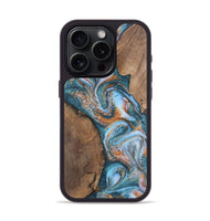 iPhone 15 Pro Wood Phone Case - Dorsey (Teal & Gold, 747320)