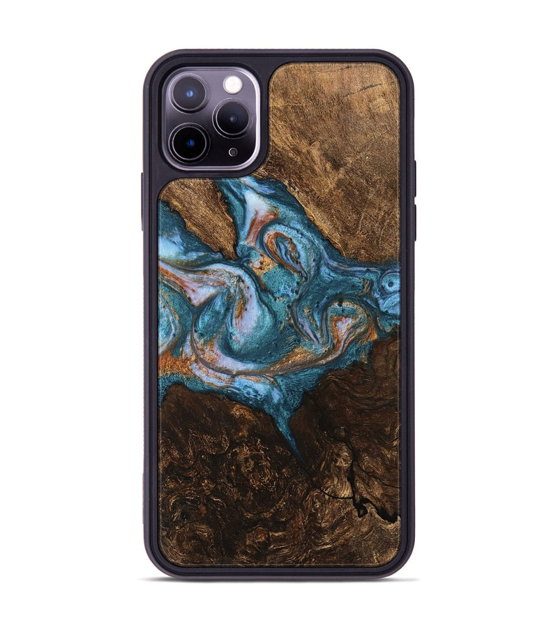 iPhone 11 Pro Max Wood Phone Case - Elmore (Teal & Gold, 747326)