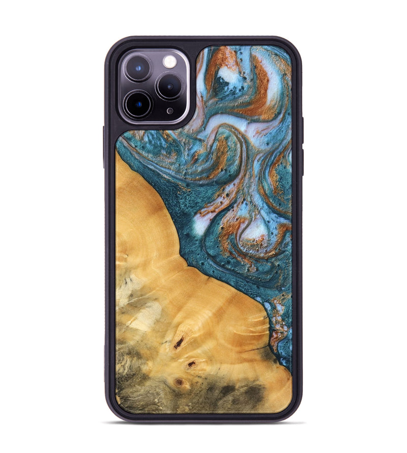 iPhone 11 Pro Max Wood Phone Case - Berkley (Teal & Gold, 747328)