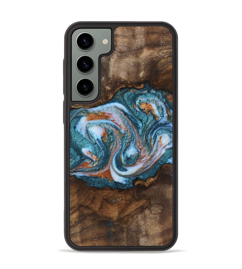 Galaxy S23 Plus Wood Phone Case - Shelba (Teal & Gold, 747329)