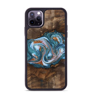 iPhone 11 Pro Max Wood Phone Case - Shelba (Teal & Gold, 747329)