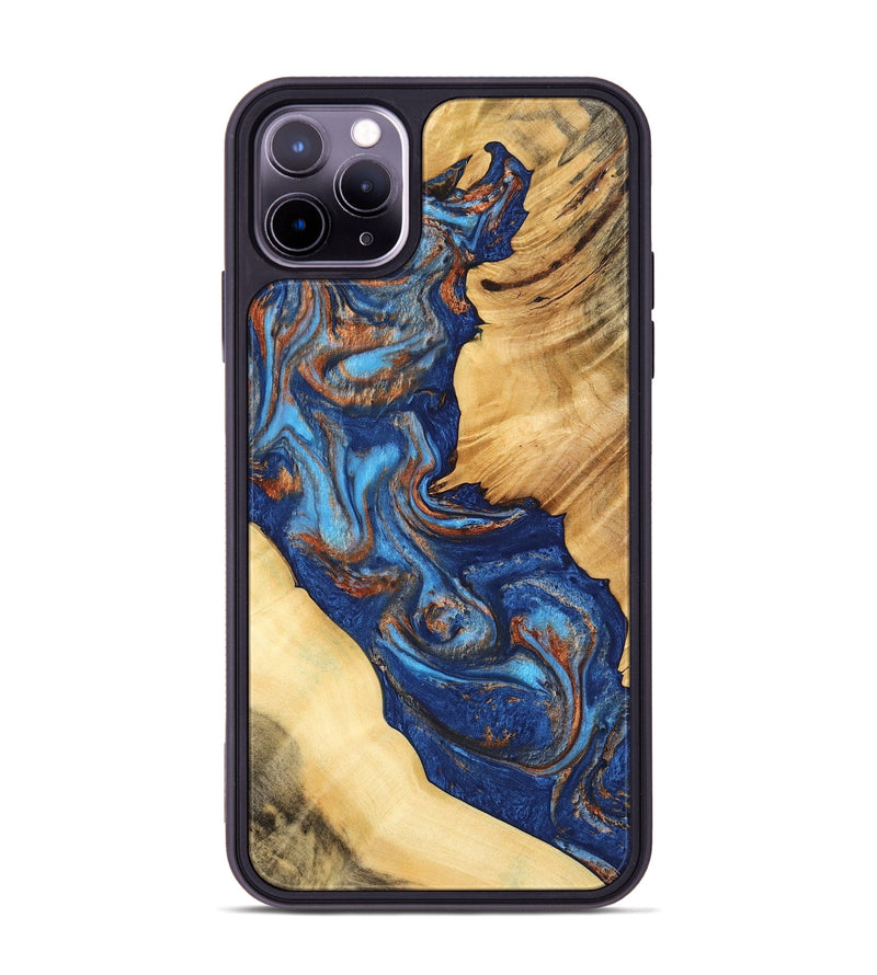 iPhone 11 Pro Max Wood Phone Case - Azrael (Teal & Gold, 747332)