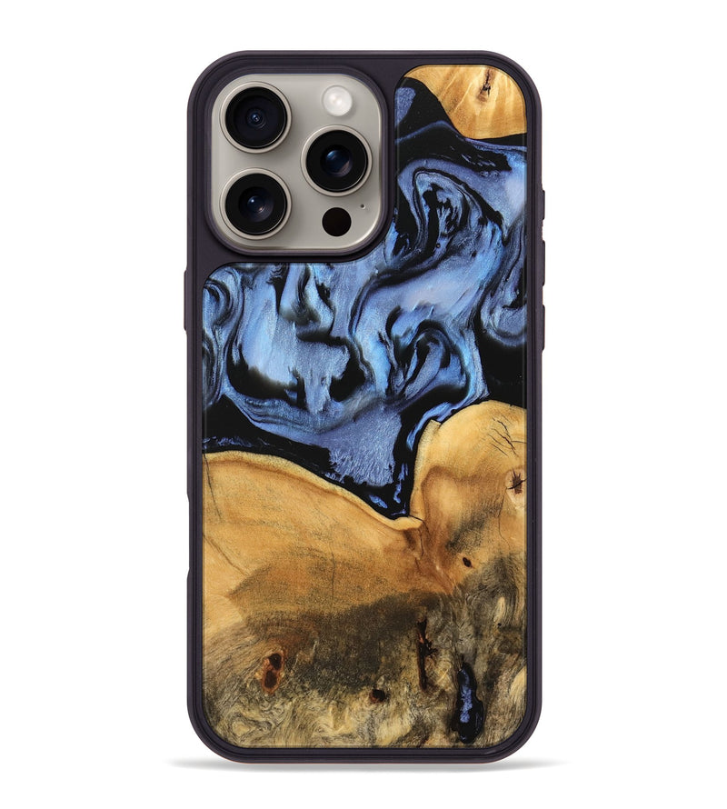 iPhone 16 Pro Max Wood Phone Case - Tiffany (Blue, 747344)