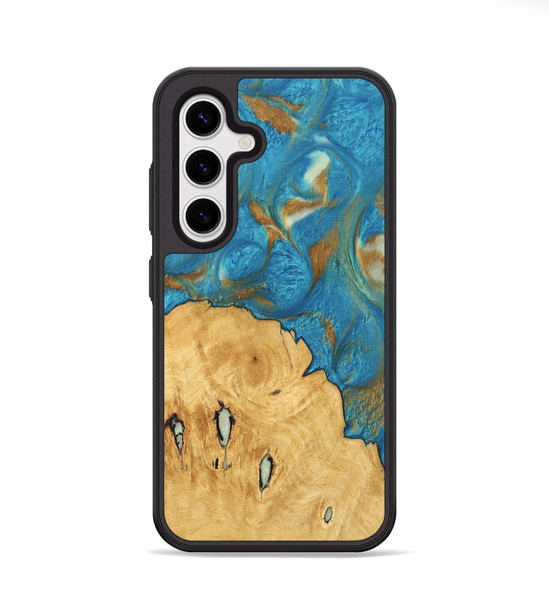 Galaxy S25 Wood Phone Case - Kellan (Teal & Gold, 747354)