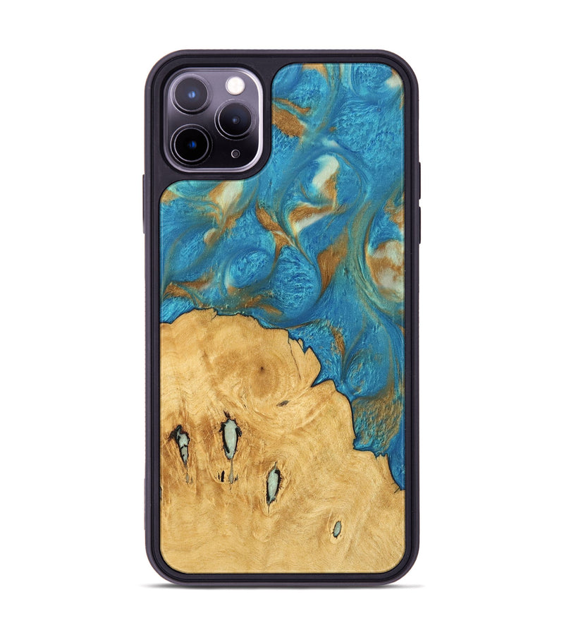 iPhone 11 Pro Max Wood Phone Case - Kellan (Teal & Gold, 747354)