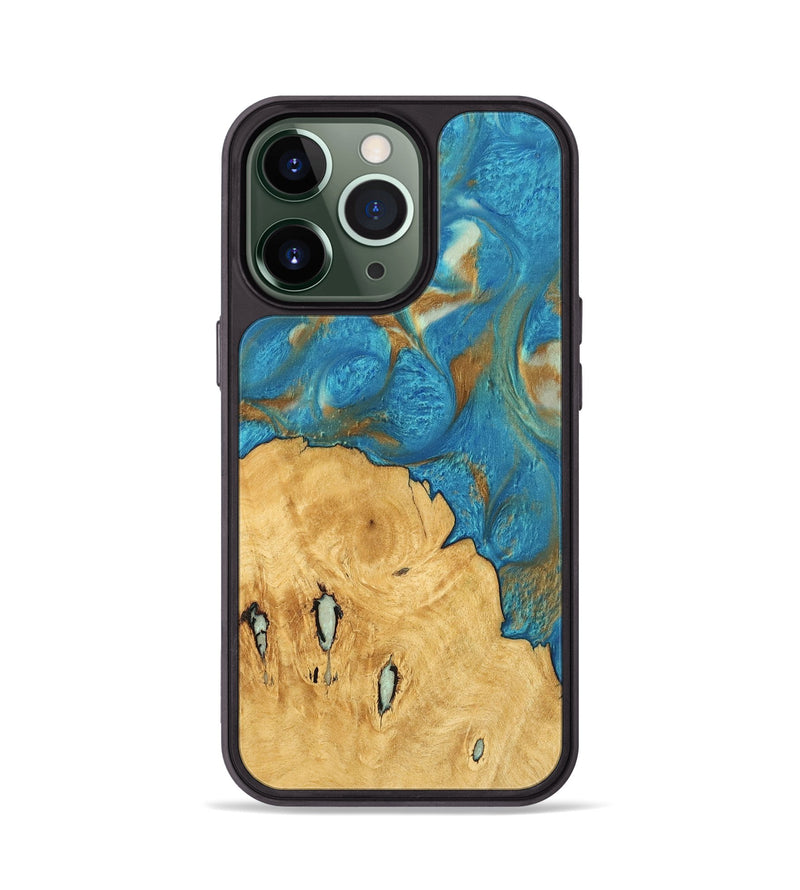 iPhone 13 Pro Wood Phone Case - Kellan (Teal & Gold, 747354)