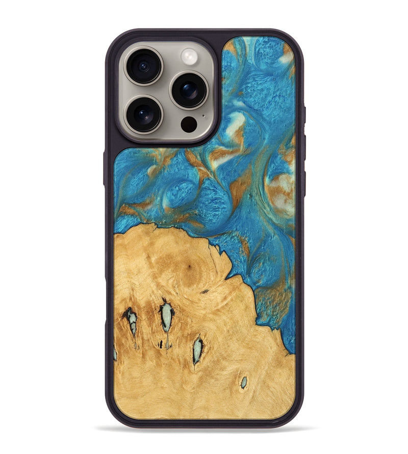 iPhone 16 Pro Max Wood Phone Case - Kellan (Teal & Gold, 747354)