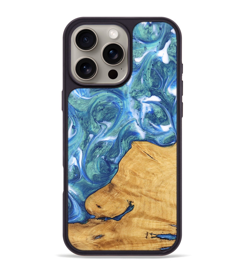 iPhone 16 Pro Max Wood Phone Case - Marlin (Blue, 747362)