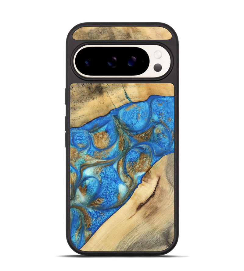 Pixel 9 Pro Wood Phone Case - Quinn (Teal & Gold, 747379)