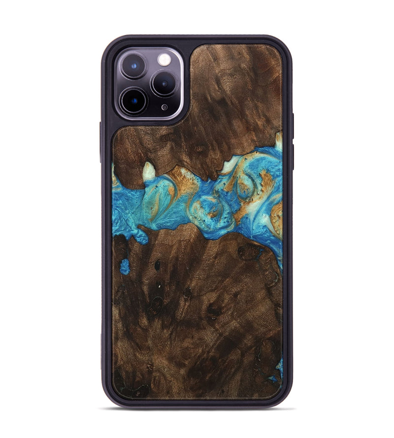 iPhone 11 Pro Max Wood Phone Case - Lyndsay (Teal & Gold, 747382)