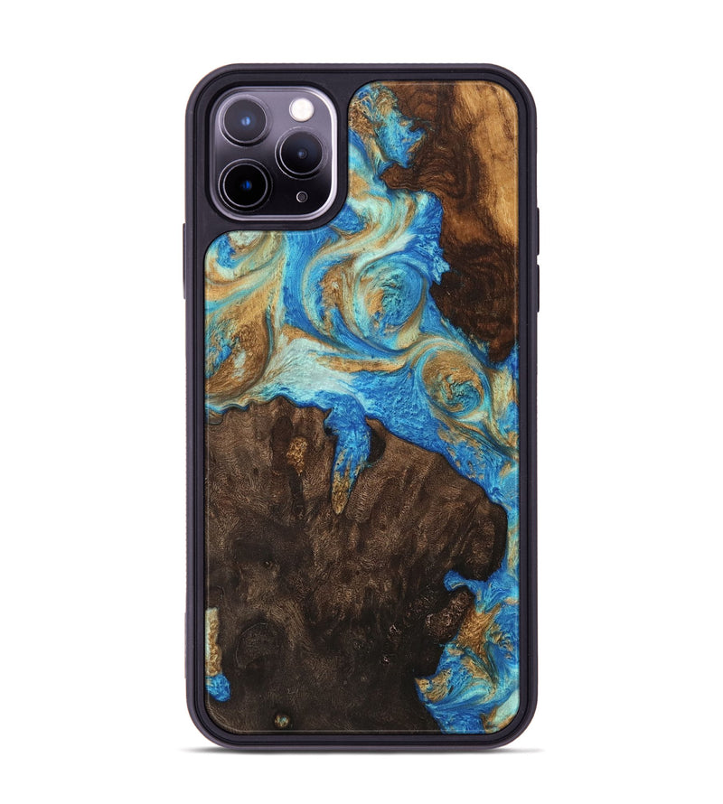 iPhone 11 Pro Max Wood Phone Case - Everest (Teal & Gold, 747383)