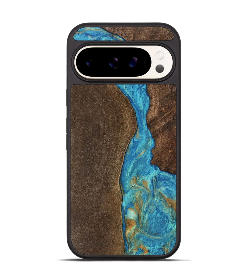 Pixel 9 Pro Wood Phone Case - Petra (Teal & Gold, 747385)