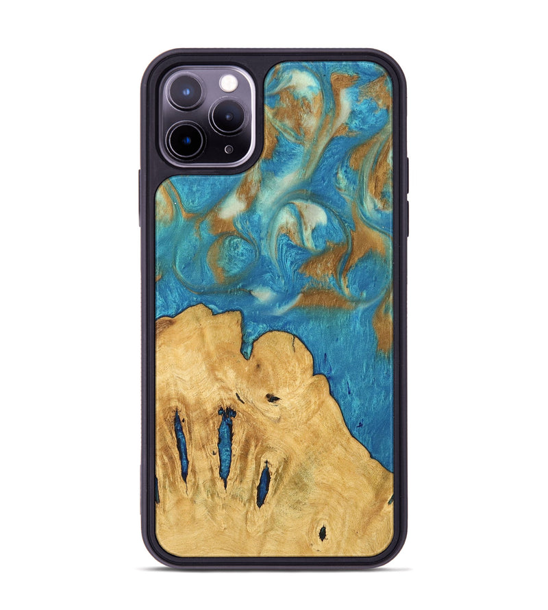 iPhone 11 Pro Max Wood Phone Case - Samson (Teal & Gold, 747387)