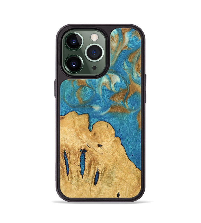 iPhone 13 Pro Wood Phone Case - Samson (Teal & Gold, 747387)