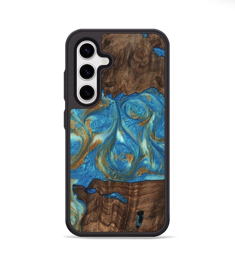 Galaxy S25 Wood Phone Case - Anika (Teal & Gold, 747392)