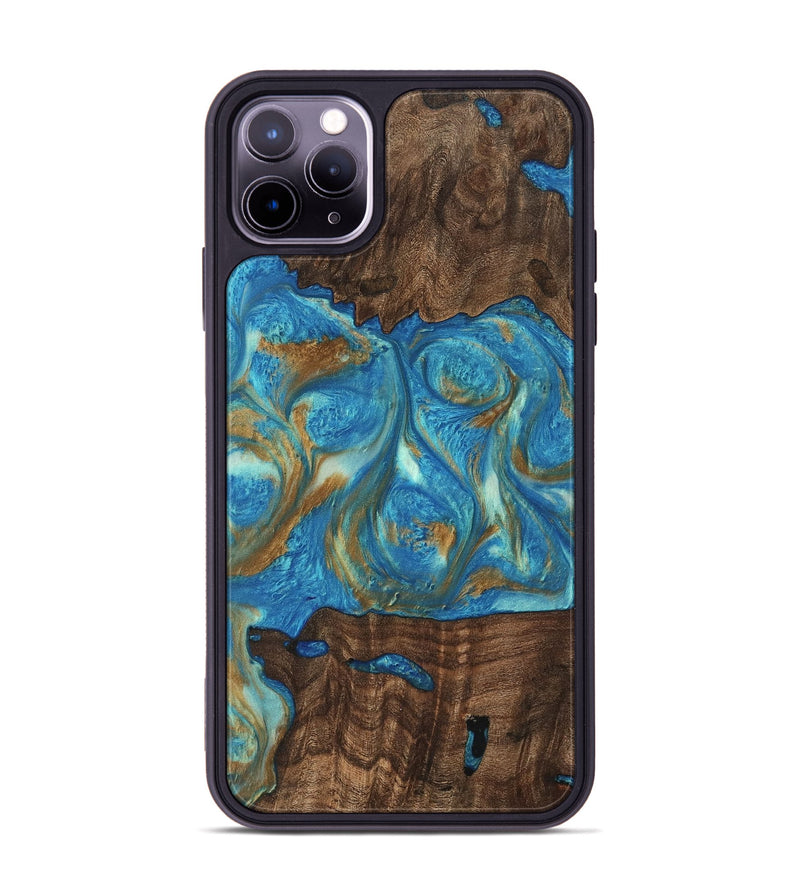 iPhone 11 Pro Max Wood Phone Case - Anika (Teal & Gold, 747392)