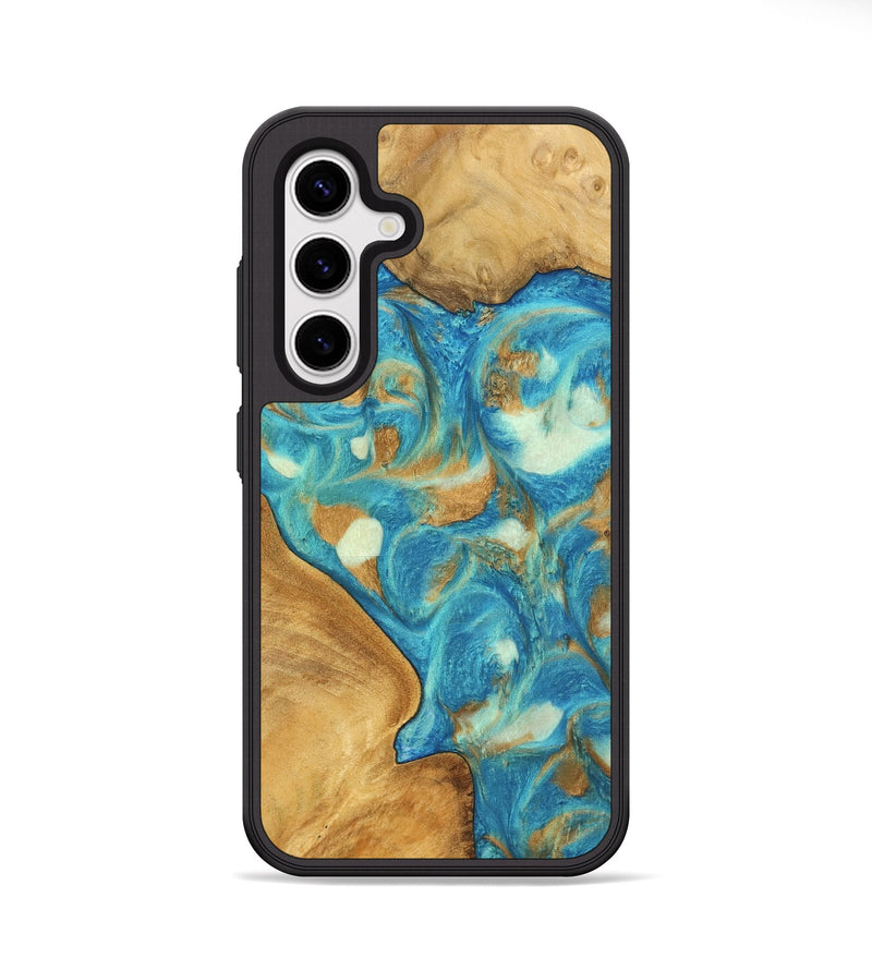 Galaxy S25 Wood Phone Case - Vanessa (Teal & Gold, 747405)