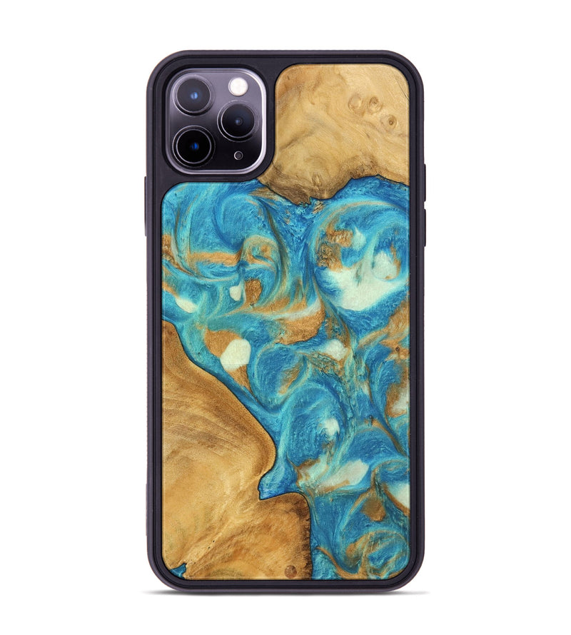 iPhone 11 Pro Max Wood Phone Case - Vanessa (Teal & Gold, 747405)