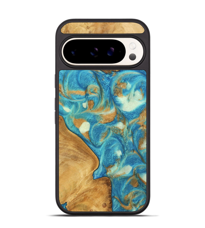 Pixel 9 Pro Wood Phone Case - Vanessa (Teal & Gold, 747405)