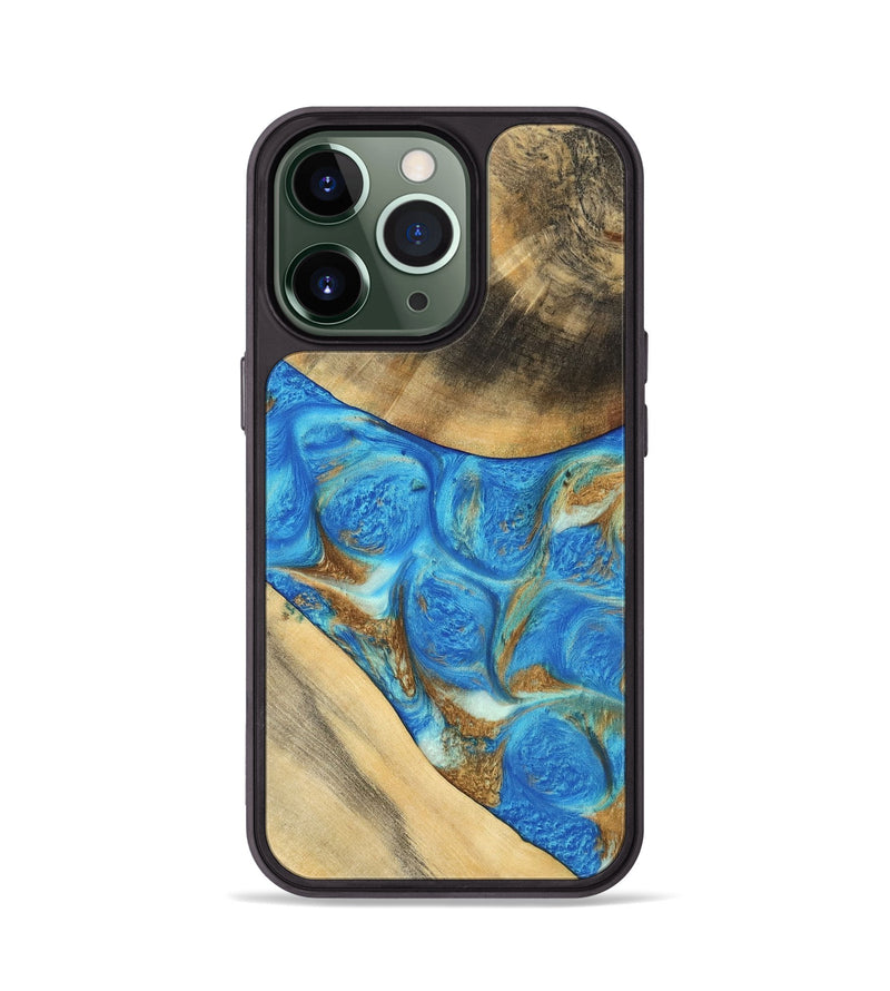 iPhone 13 Pro Wood Phone Case - Jaquan (Teal & Gold, 747409)