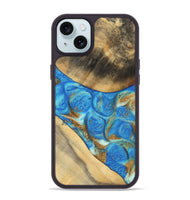 iPhone 15 Plus Wood Phone Case - Jaquan (Teal & Gold, 747409)