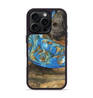 iPhone 16 Pro Wood Phone Case - Nelson (Teal & Gold, 747411)