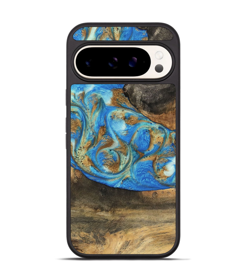 Pixel 9 Pro Wood Phone Case - Nelson (Teal & Gold, 747411)