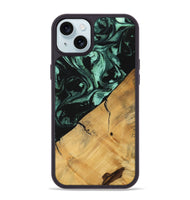 iPhone 15 Plus Wood Phone Case - Lacey (Green, 747419)