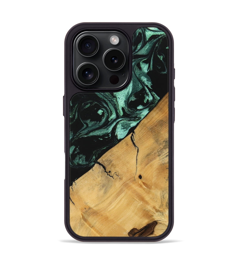 iPhone 16 Pro Wood Phone Case - Lacey (Green, 747419)