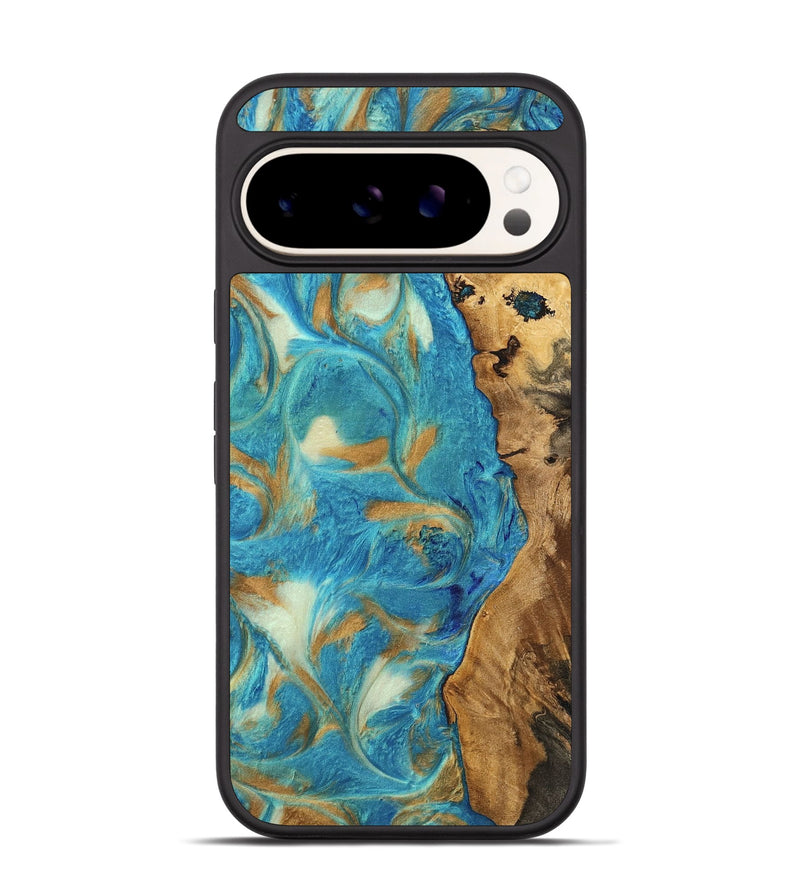 Pixel 9 Pro Wood Phone Case - Hana (Teal & Gold, 747426)