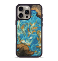 iPhone 16 Pro Max Wood Phone Case - Ava (Teal & Gold, 747427)