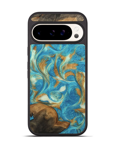 Pixel 9 Pro Wood Phone Case - Ava (Teal & Gold, 747427)