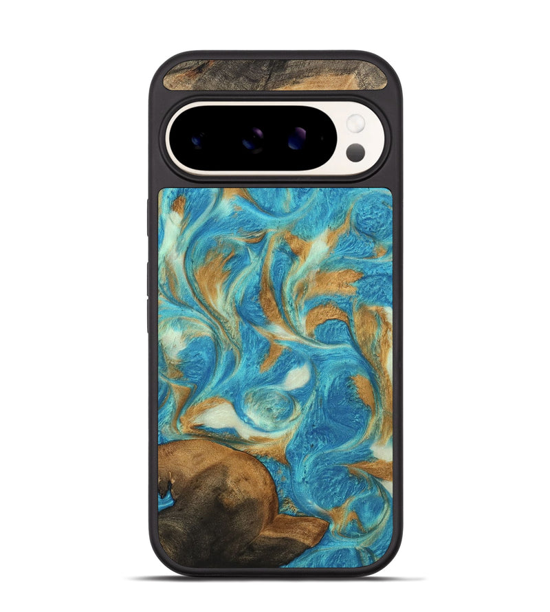 Pixel 9 Pro Wood Phone Case - Ava (Teal & Gold, 747427)