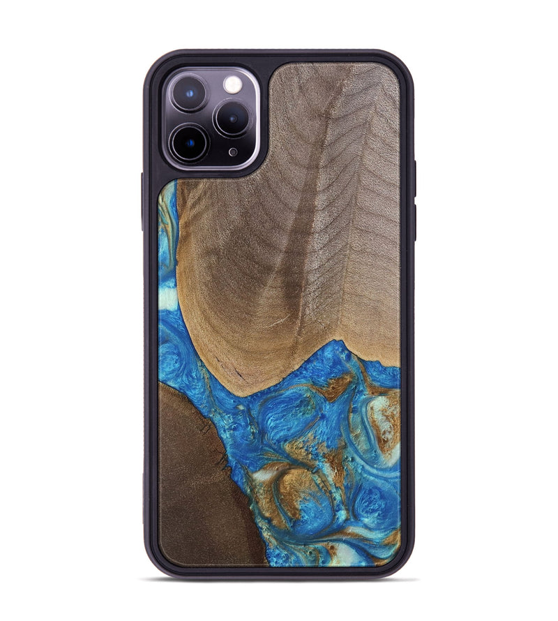 iPhone 11 Pro Max Wood Phone Case - Eldora (Teal & Gold, 747439)