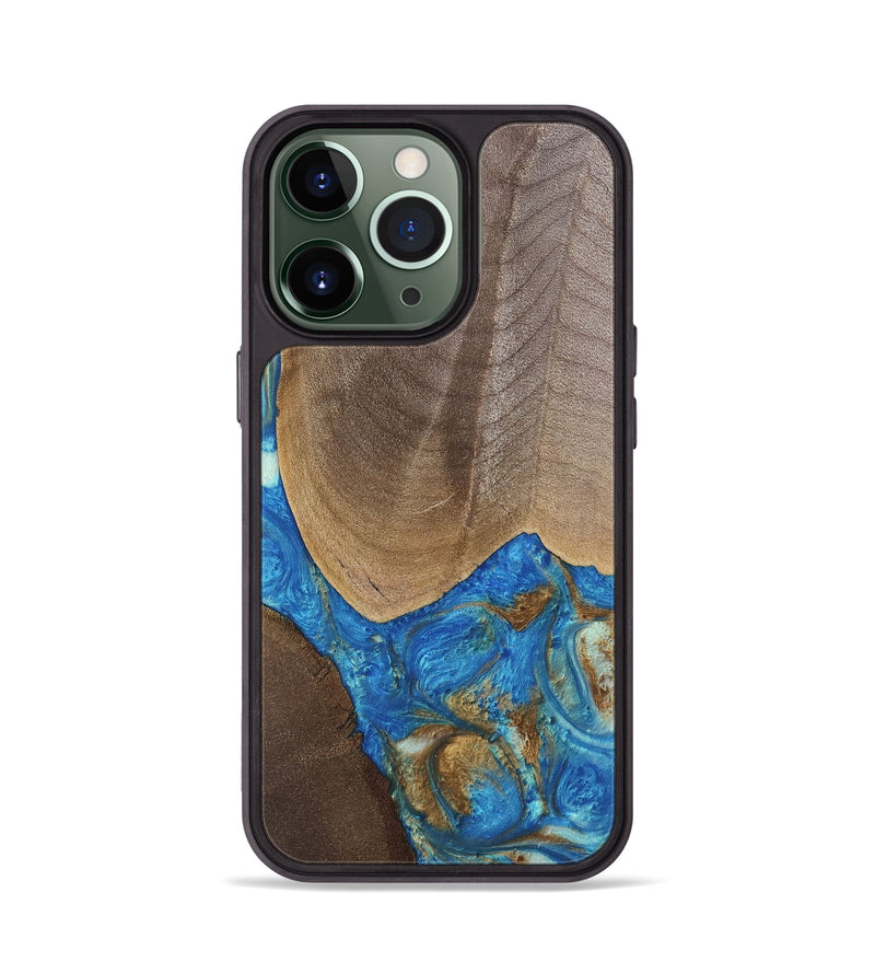 iPhone 13 Pro Wood Phone Case - Eldora (Teal & Gold, 747439)