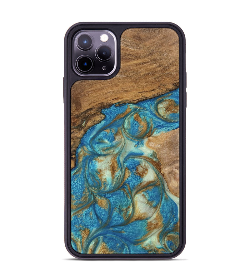 iPhone 11 Pro Max Wood Phone Case - Milani (Teal & Gold, 747441)