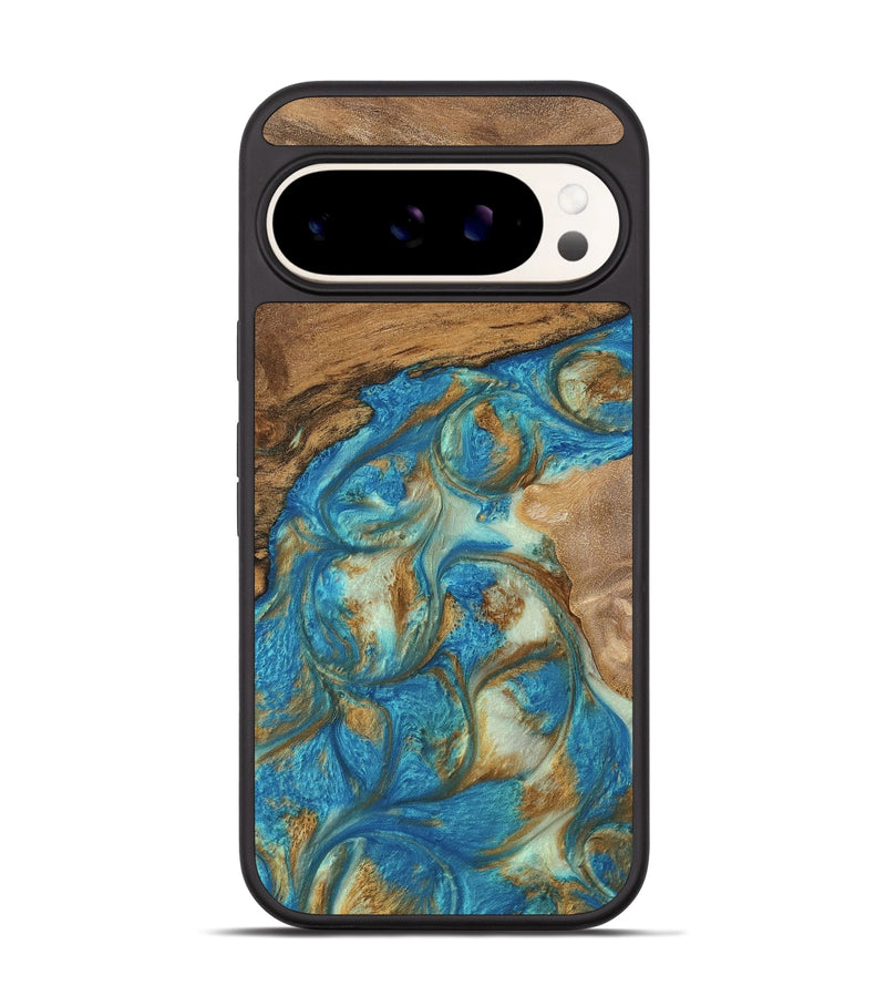 Pixel 9 Pro Wood Phone Case - Milani (Teal & Gold, 747441)