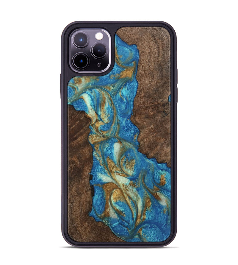 iPhone 11 Pro Max Wood Phone Case - Corey (Teal & Gold, 747444)