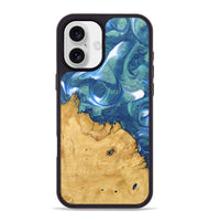 iPhone 16 Plus Wood Phone Case - Cristy (Blue, 747450)