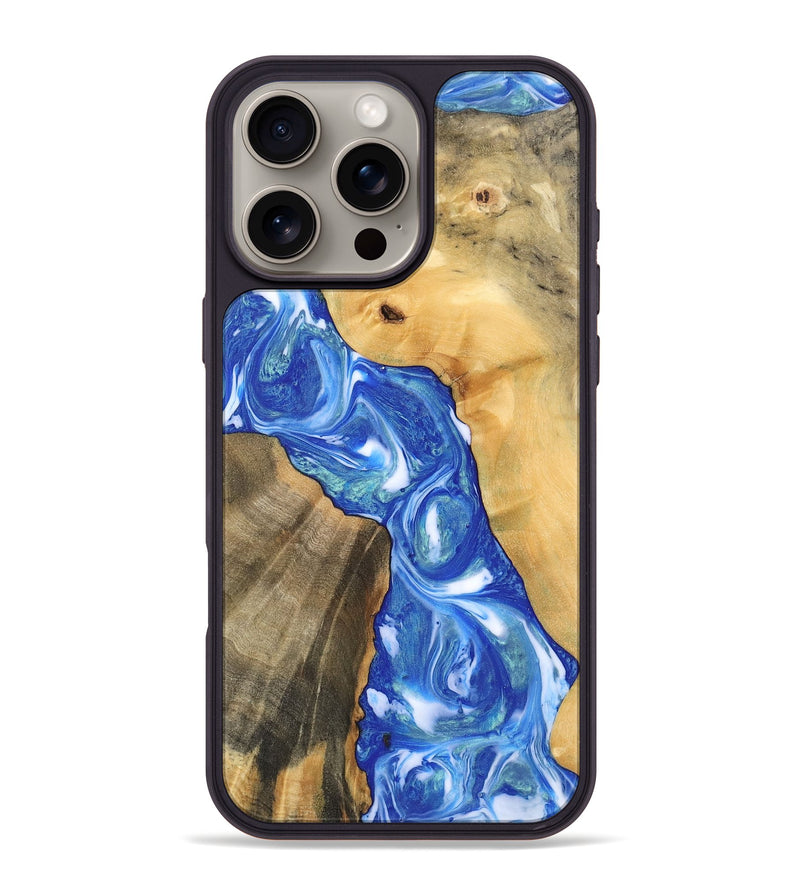 iPhone 16 Pro Max Wood Phone Case - Gene (Blue, 747458)