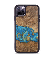 iPhone 11 Pro Max Wood Phone Case - Inaya (Teal & Gold, 747467)