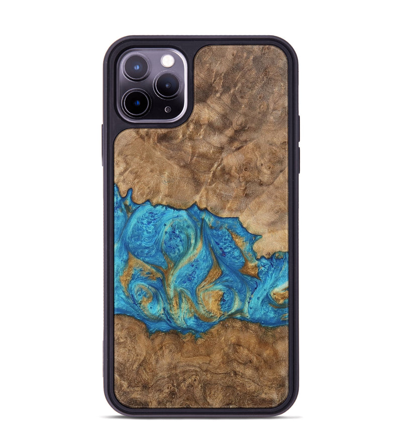 iPhone 11 Pro Max Wood Phone Case - Inaya (Teal & Gold, 747467)