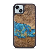 iPhone 15 Plus Wood Phone Case - Inaya (Teal & Gold, 747467)