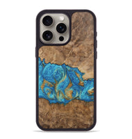 iPhone 15 Pro Max Wood Phone Case - Inaya (Teal & Gold, 747467)