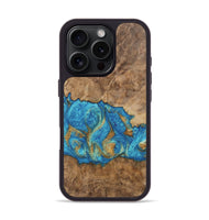 iPhone 16 Pro Wood Phone Case - Inaya (Teal & Gold, 747467)