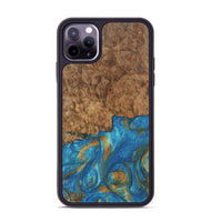 iPhone 11 Pro Max Wood Phone Case - Ara (Teal & Gold, 747470)