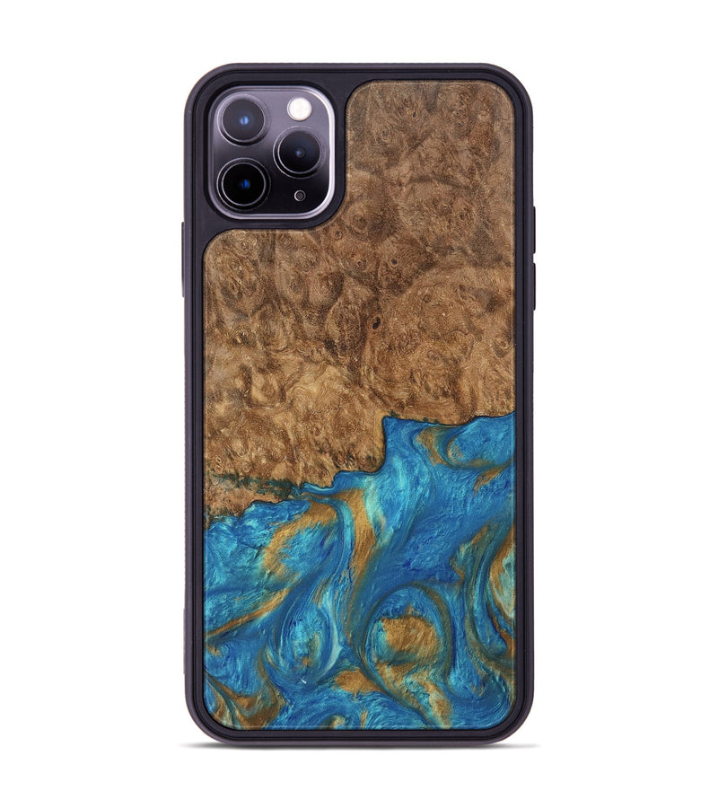 iPhone 11 Pro Max Wood Phone Case - Ara (Teal & Gold, 747470)