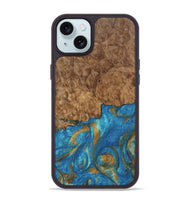 iPhone 15 Plus Wood Phone Case - Ara (Teal & Gold, 747470)