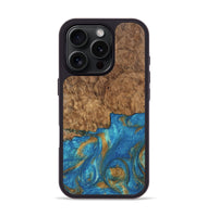 iPhone 16 Pro Wood Phone Case - Ara (Teal & Gold, 747470)