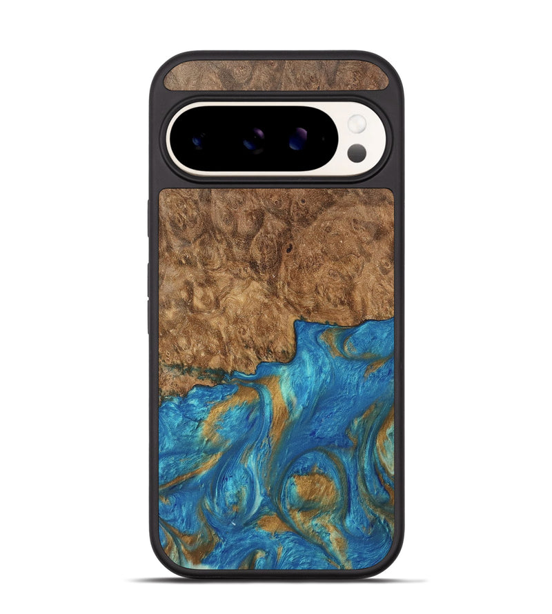 Pixel 9 Pro Wood Phone Case - Ara (Teal & Gold, 747470)